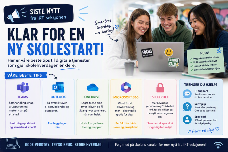 Lenke til artikkel: Nyttig informasjon og digitale tips ved skolestart fra IT-seksjonen