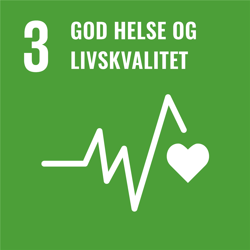 Bildet viser FNs bærekraftsmål 3: God helse og livskvalitet. - Klikk for stort bilde