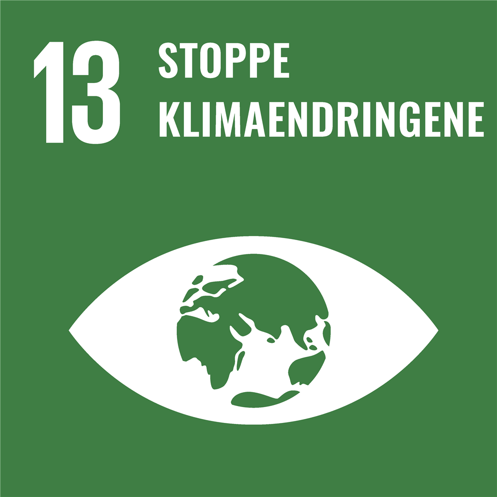 Bildet viser FNs bærekraftsmål 13: Stoppe klimaendringene. - Klikk for stort bilde