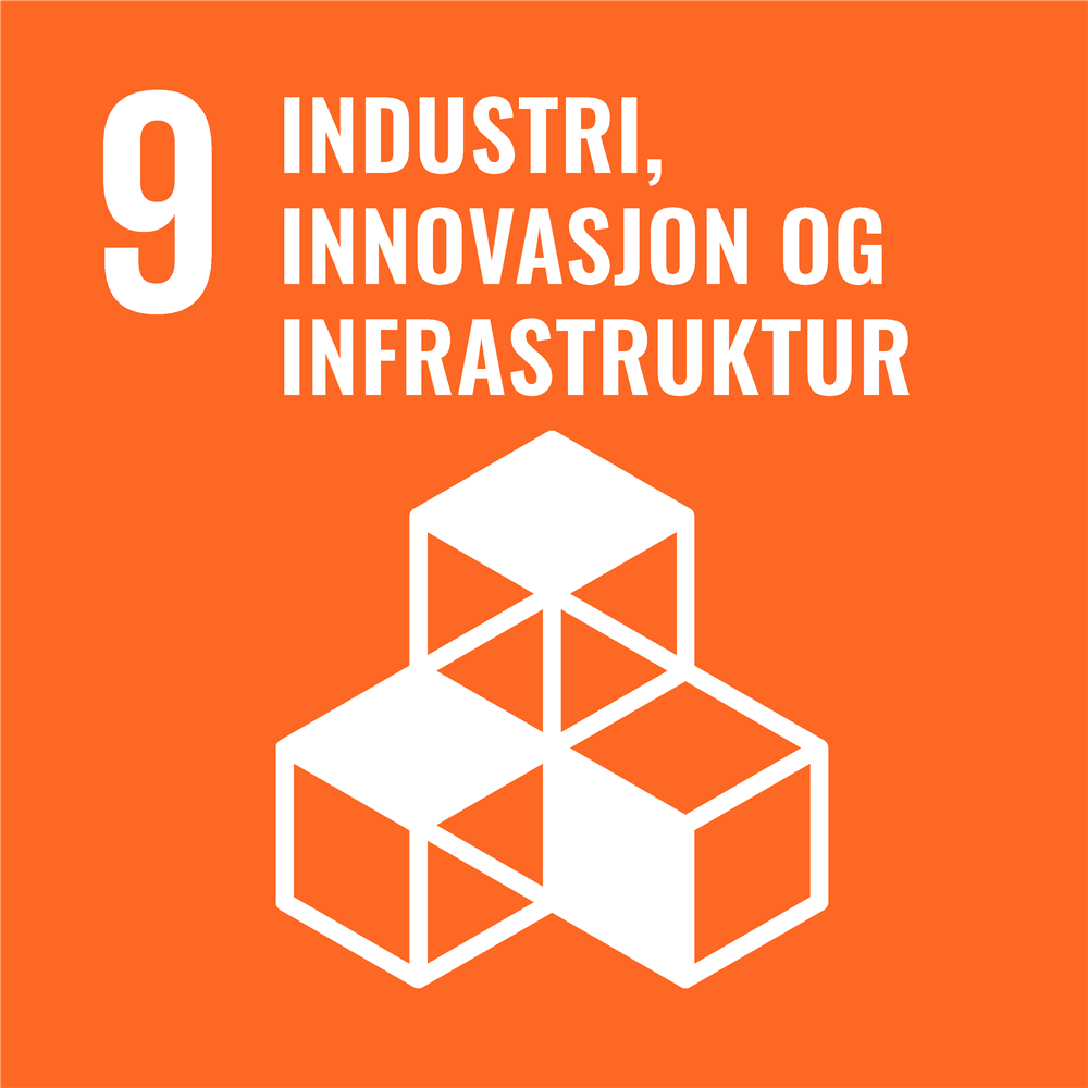 Bildet viser FNs bærekraftsmål 9: Industri, innovasjon og infrastruktur. - Klikk for stort bilde